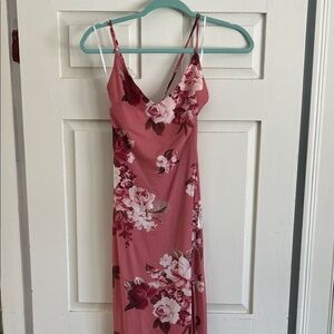Lulu's Pink Floral Midi Dress